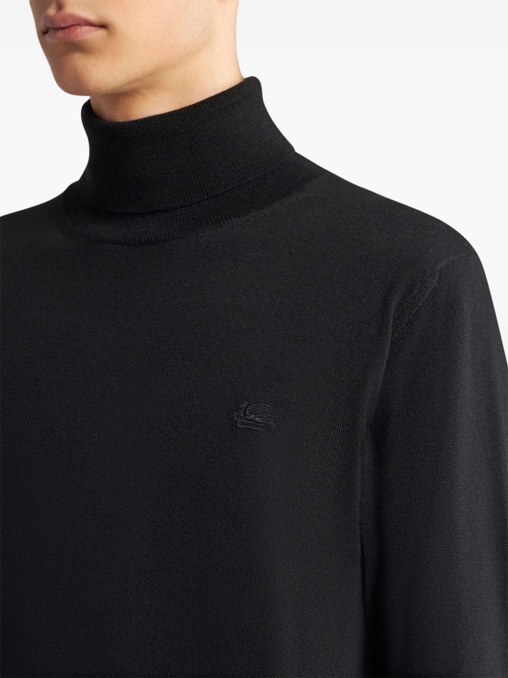 Shop Etro Pegaso-appliqué Wool Jumper In Black