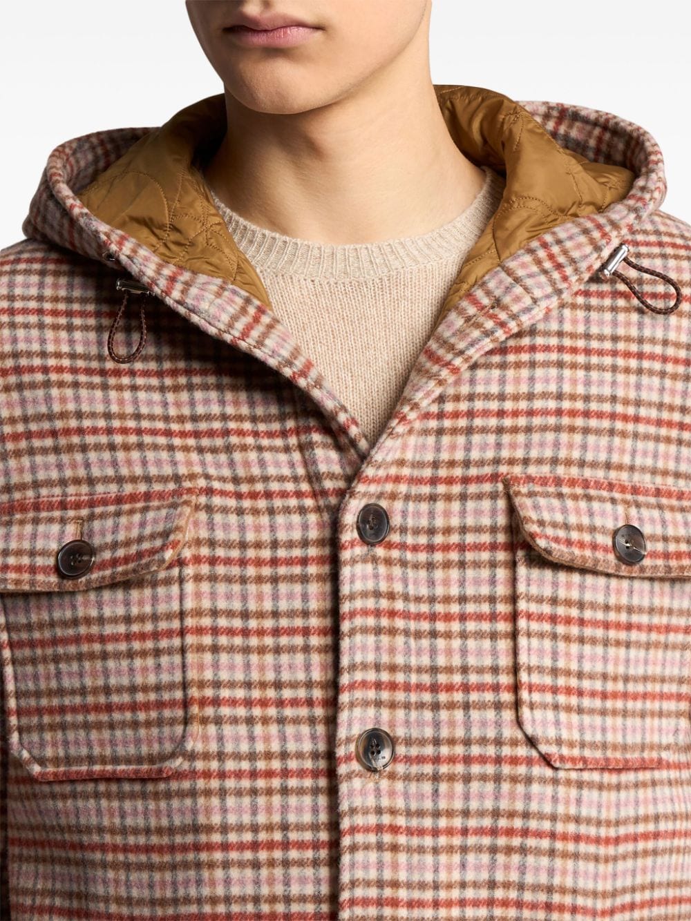 Shop Etro Tartan-check Hooded Shirt Jacket In Pink