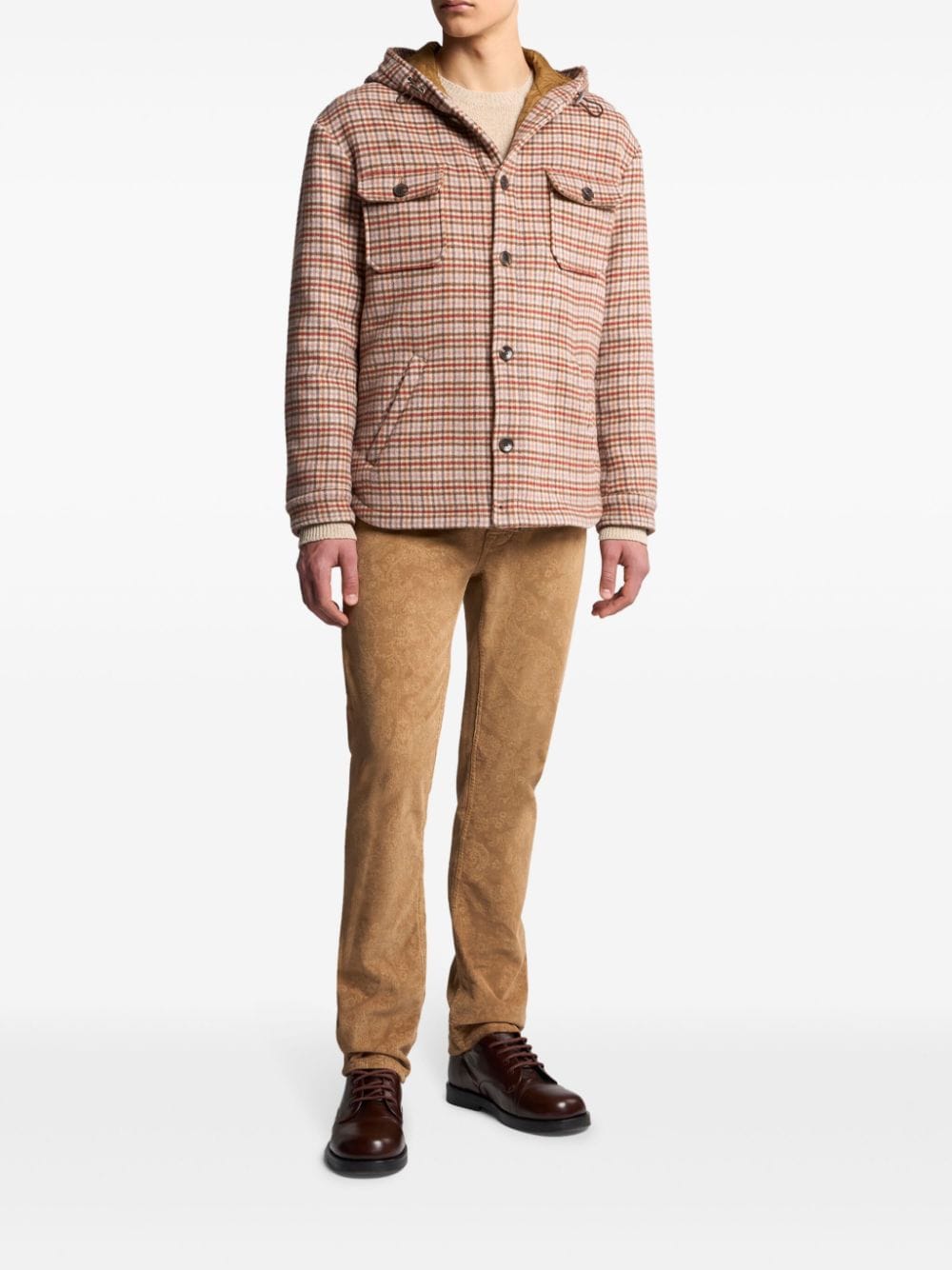 ETRO Shirtjack met tartan ruit en capuchon - Roze