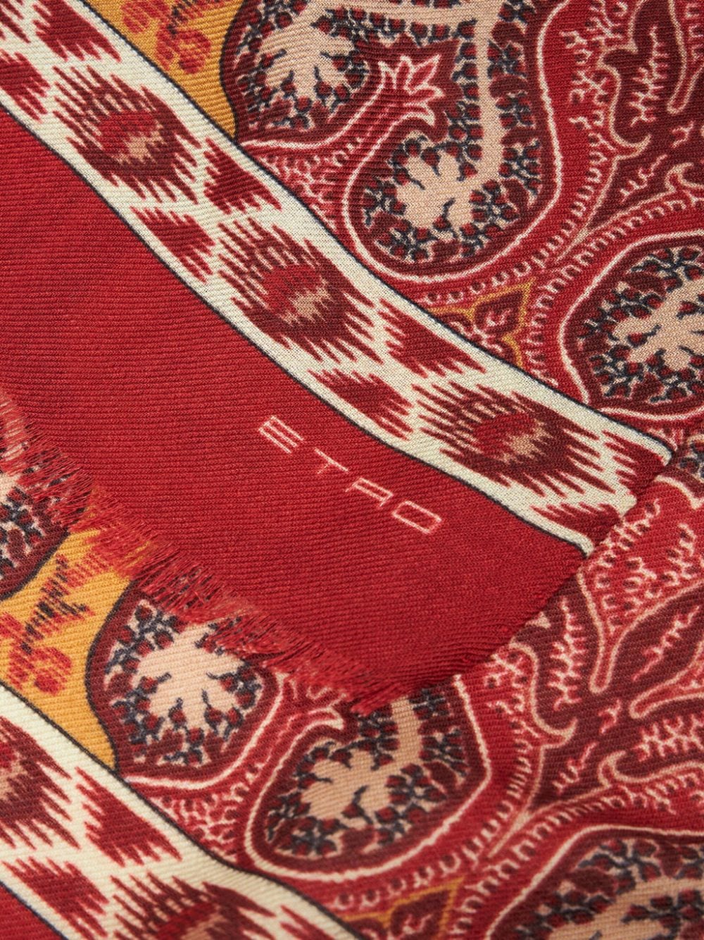Shop Etro Paisley And Check Print Scarf In Red