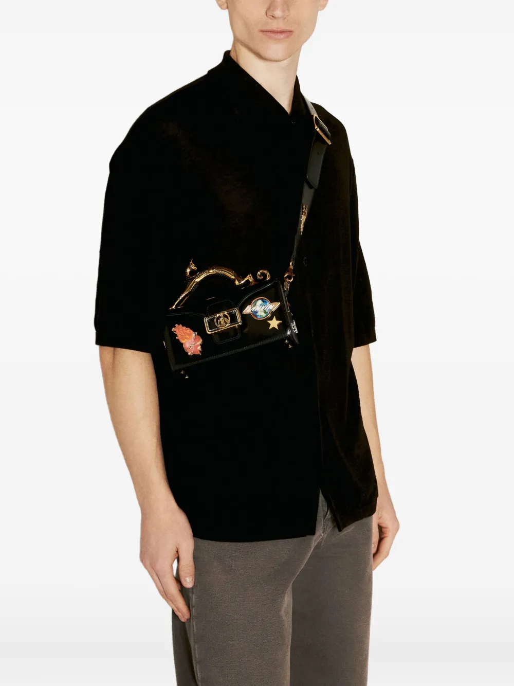 Lanvin nano Pencil Cat clutch bag Zwart