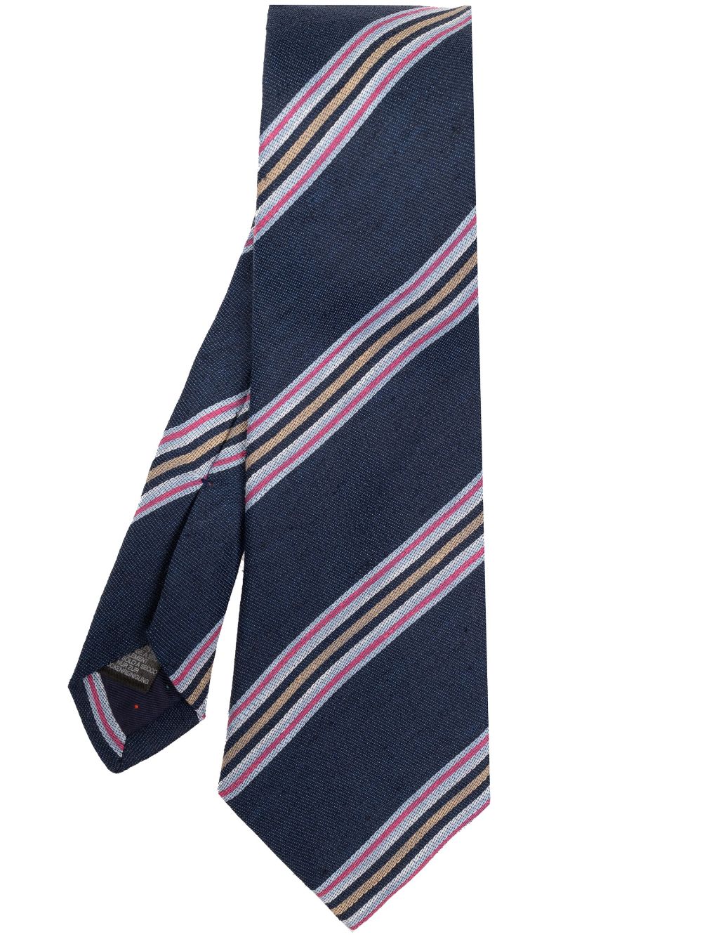 Paul Smith Diagonal Stripe Linen Tie In Blue