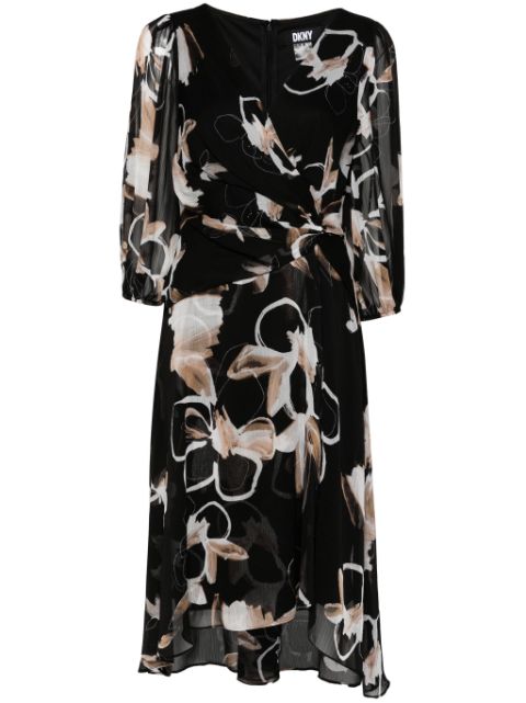 DKNY vestido midi con estampado floral