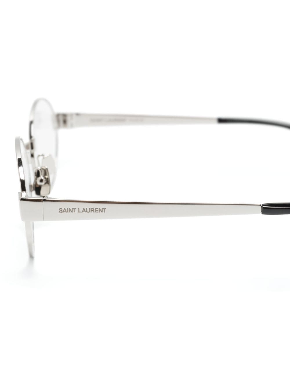 Saint Laurent Eyewear Bril met ovalen montuur en logo Zilver