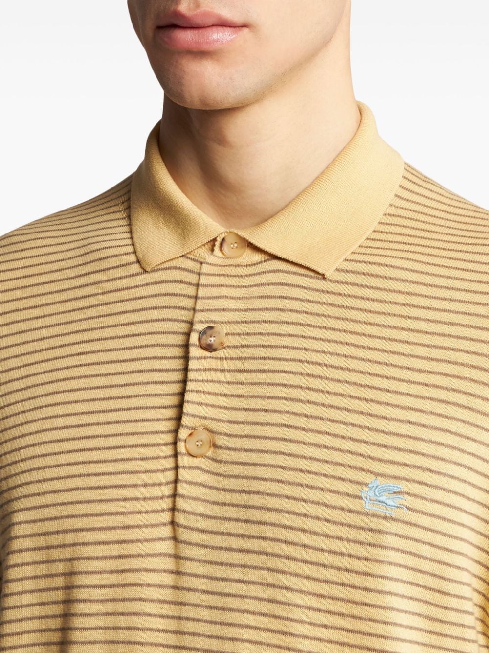 Shop Etro Striped Knitted Polo Shirt In Yellow