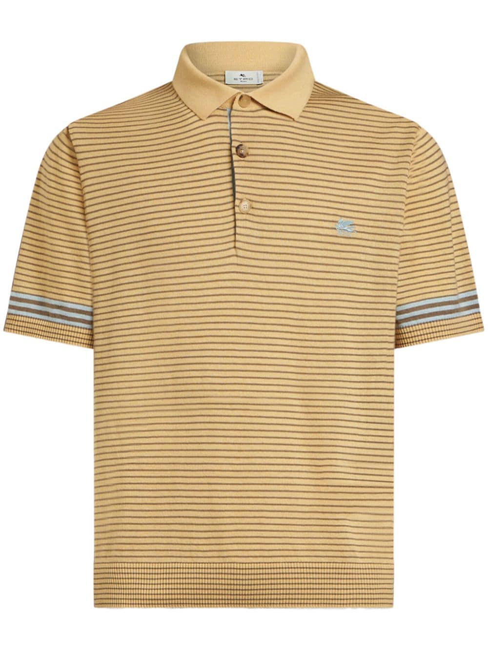 Etro Striped Knitted Polo Shirt In Yellow