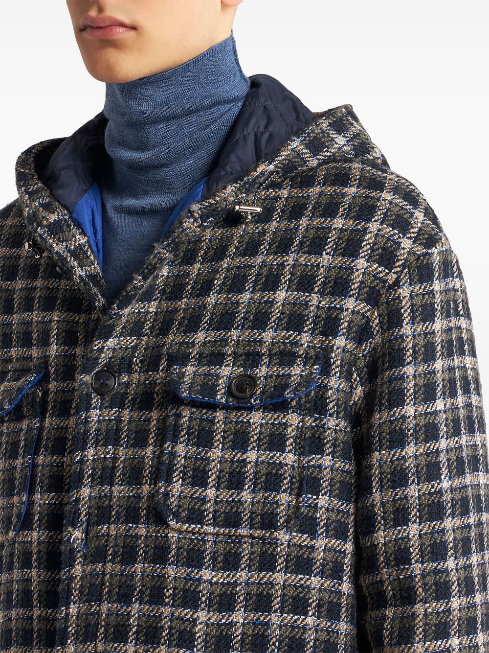 ETRO tartan-check hooded shirt jacket Men