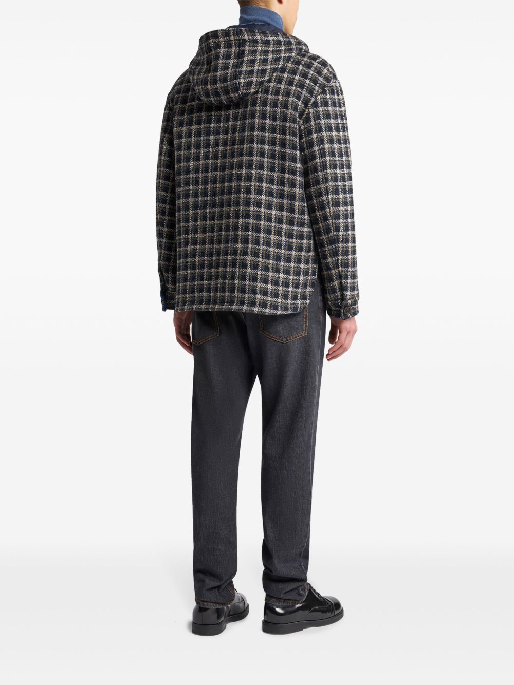 ETRO tartan-check hooded shirt jacket Men