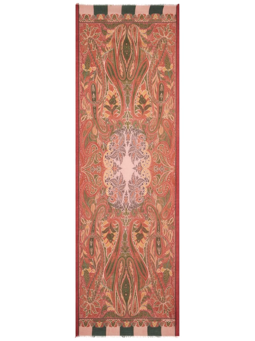 Etro Frayed Paisley-jacquard Scarf In Red