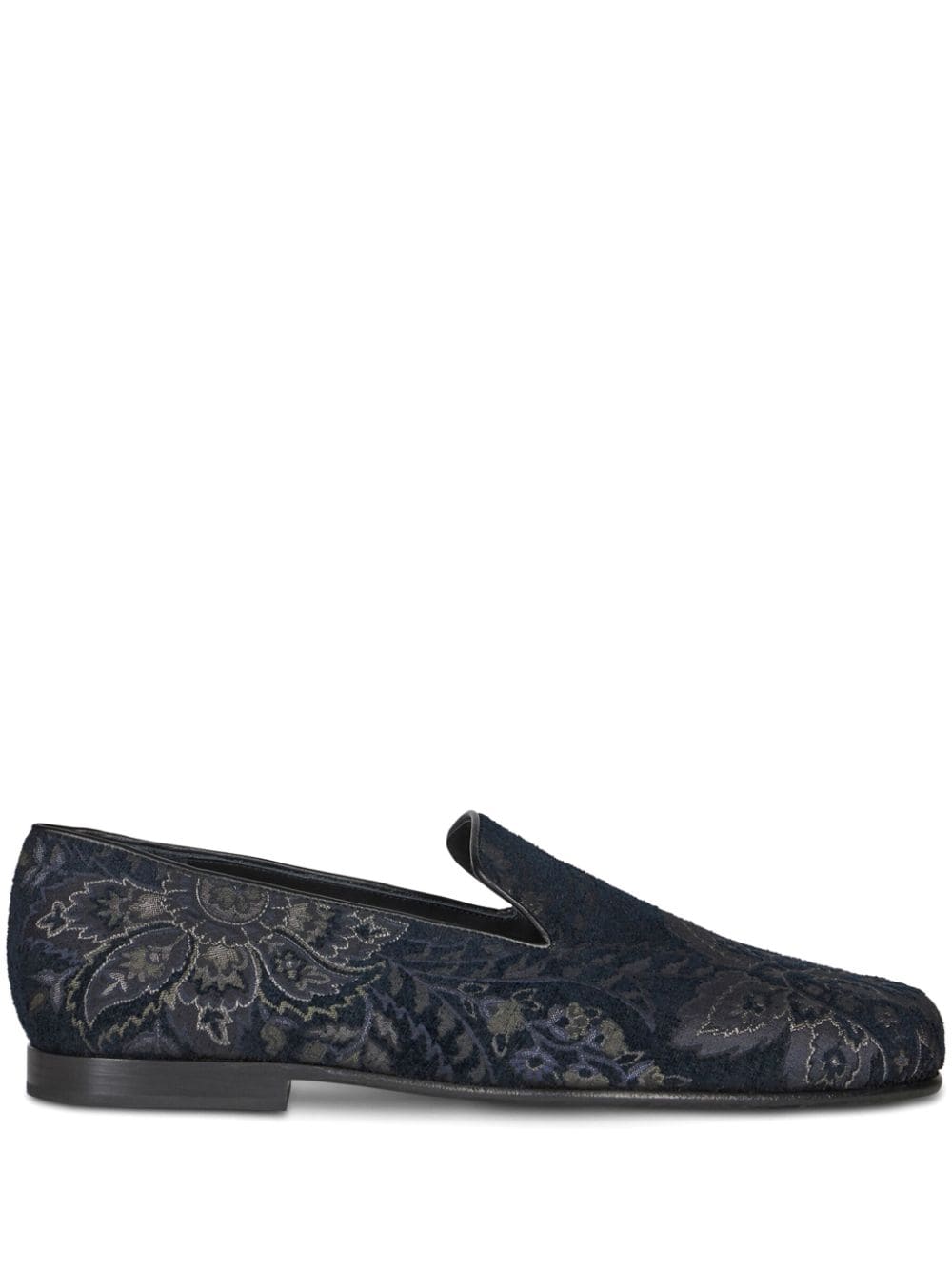 ETRO floral-motif patterned-jacquard loafers Blue