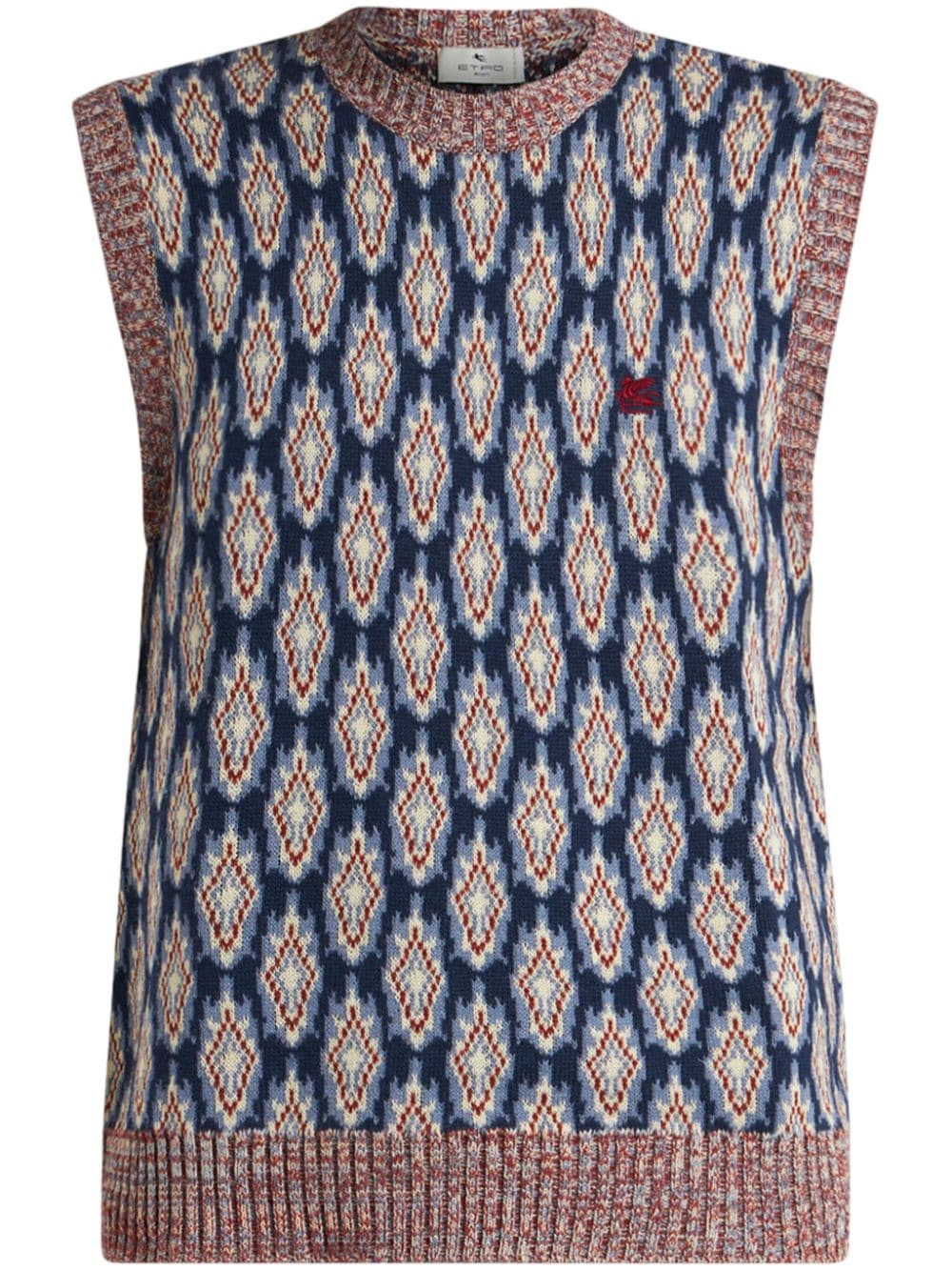 Image 1 of ETRO Pegaso-appliqué jacquard-pattern waistcoat