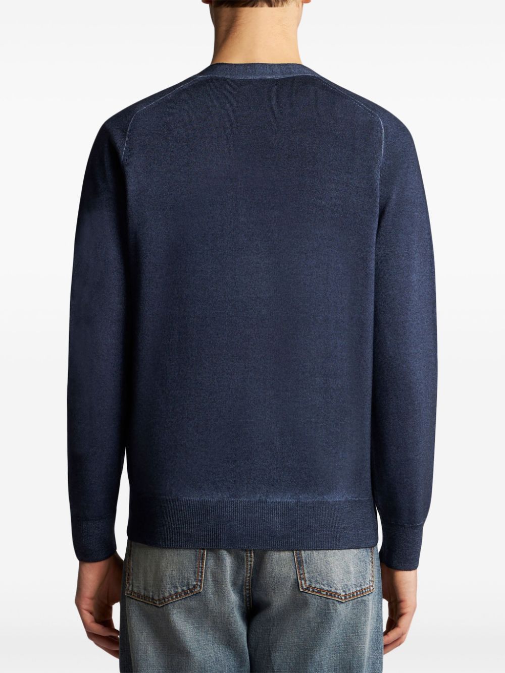 Shop Etro Pegaso-embroidered Wool Cardigan In Blue