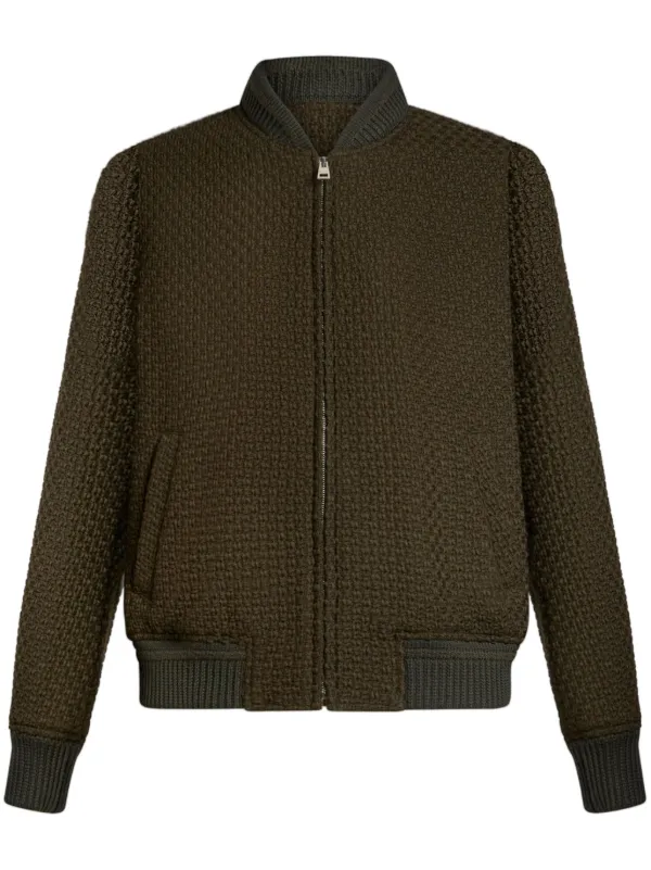 ETRO zip-up Wool Bomber Jacket Green FARFETCH SG