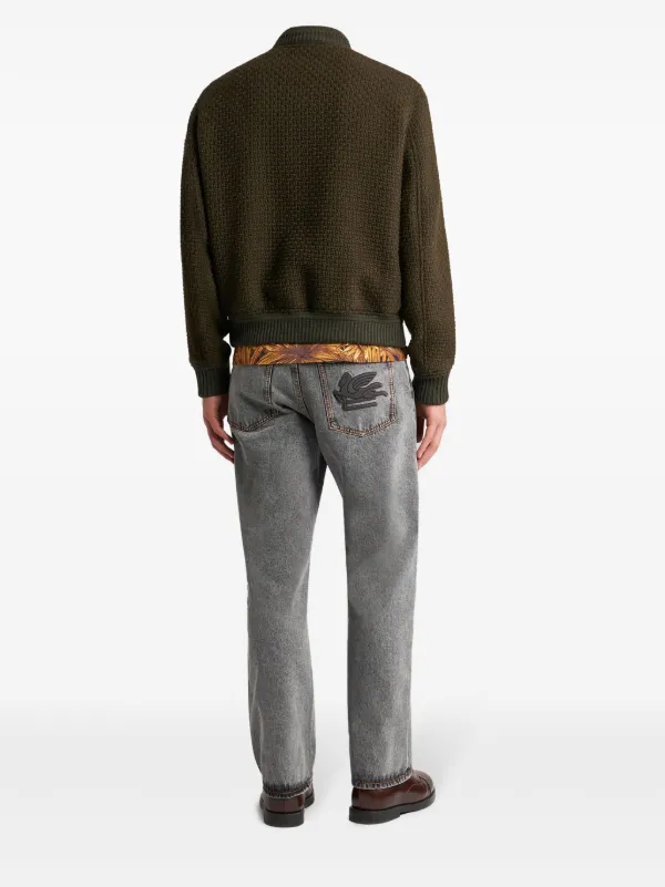 ETRO zip-up Wool Bomber Jacket Green FARFETCH NO