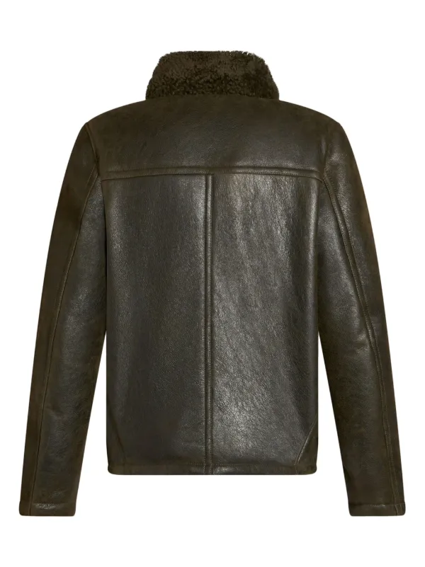ETRO shearling-collar Leather Jacket Green FARFETCH SA