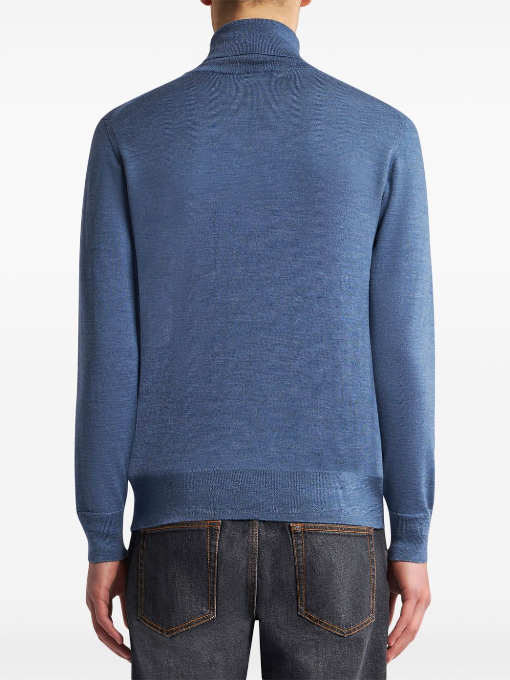 Shop Etro Pegaso-embroidered Wool Jumper In Blue