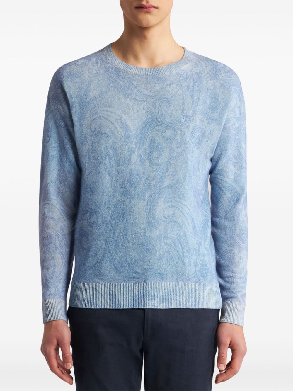 Shop Etro Paisley Intarsia-knit Jumper In Blue
