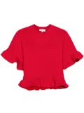 Ioana Ciolacu Peony ruffled jersey top - Red
