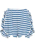 Ioana Ciolacu Striped Peony ruffled shorts - White