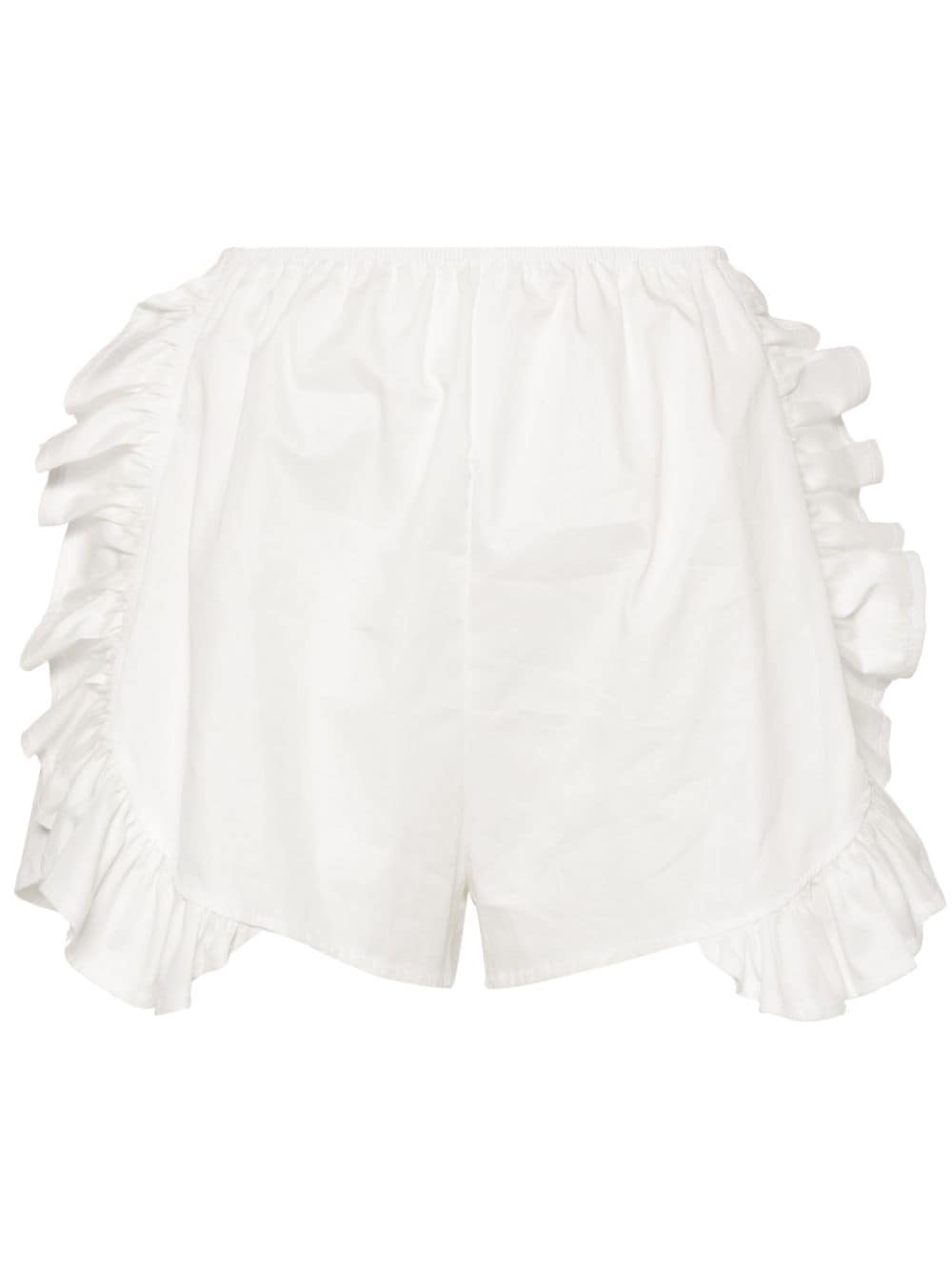 Ioana Ciolacu Peony Ruffle-trim Cotton Shorts In White