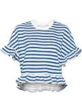 Ioana Ciolacu Striped Peony ruffled sweatshirt - White