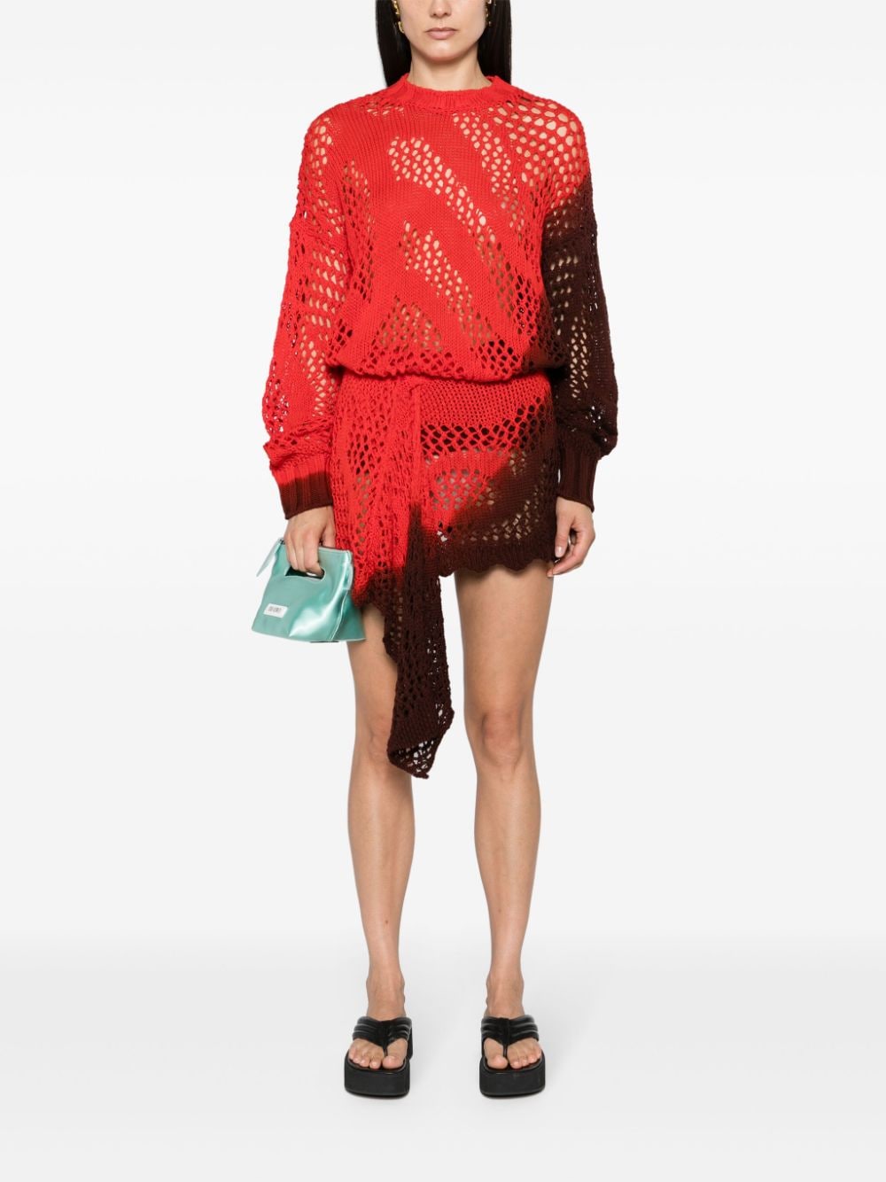 The Attico ombré open-knit jumper - Rood