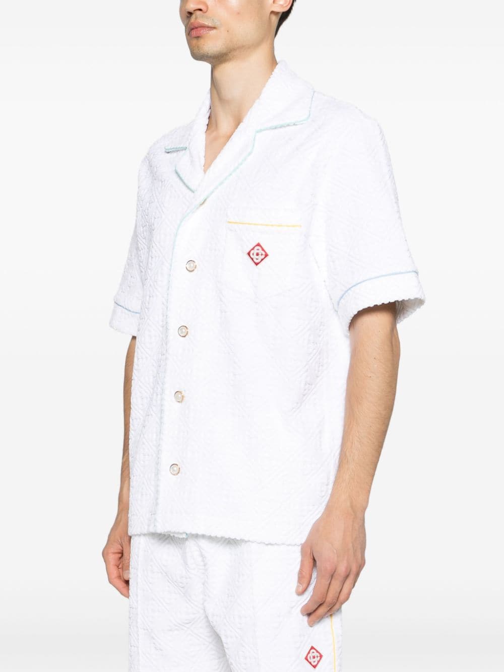 Shop Casablanca Towelling-finish Monogram Shirt In White