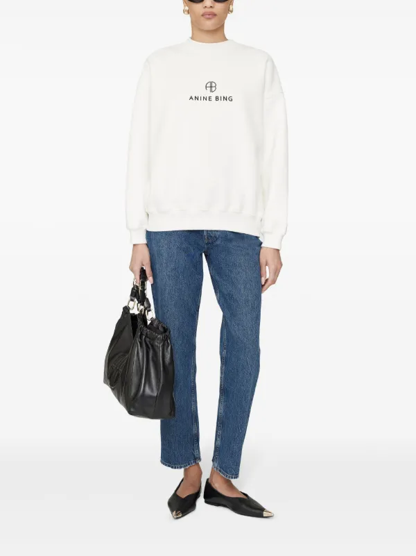 ANINE BING Jaci crew-neck Sweatshirt | Neutrals | FARFETCH ANINE BING Jaci crew-neck Sweatshirt | Neutrals | FARFETCH