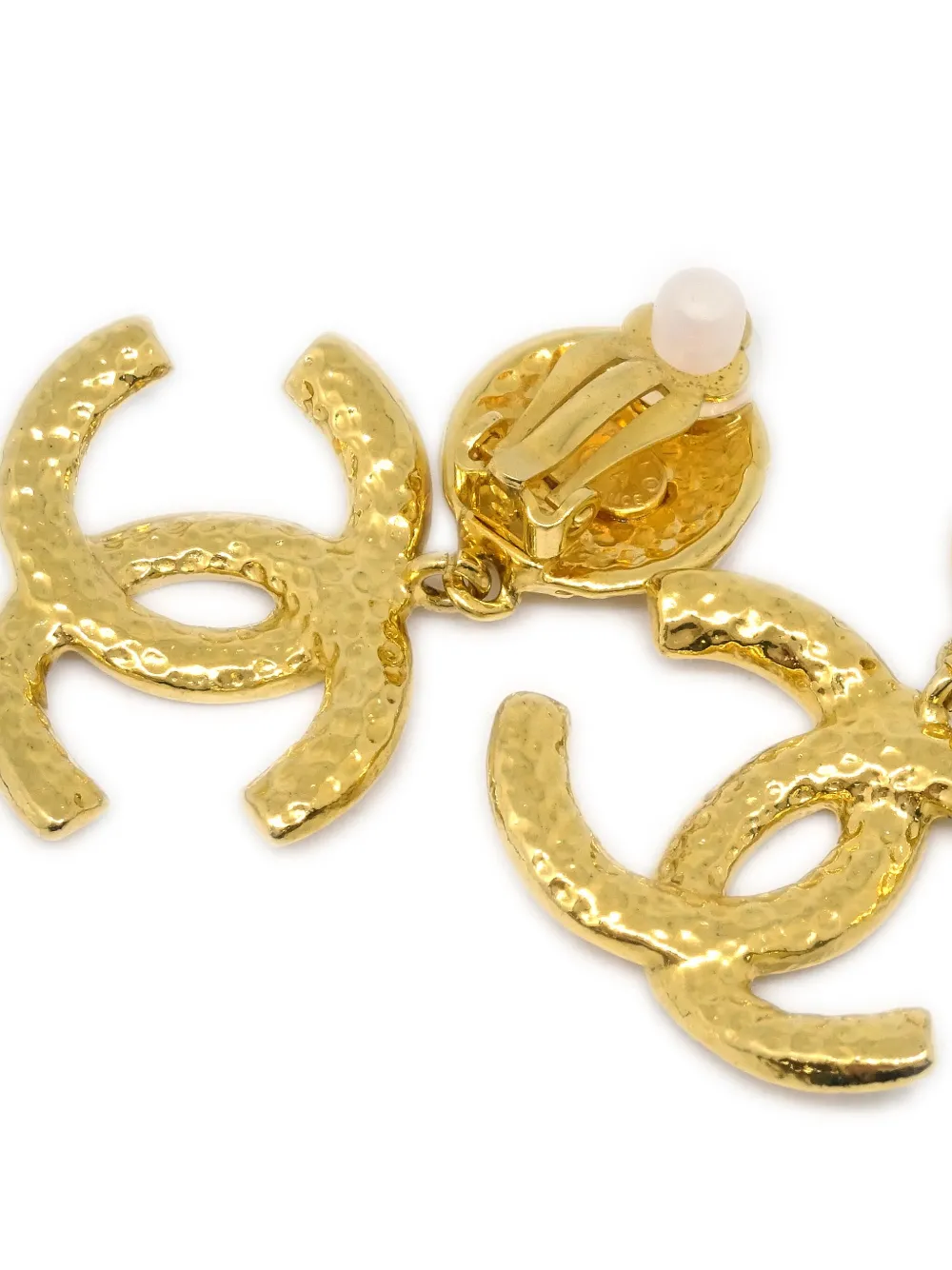Pre-owned Chanel 1995 Cc Drop Clip-on Earrings In Gold