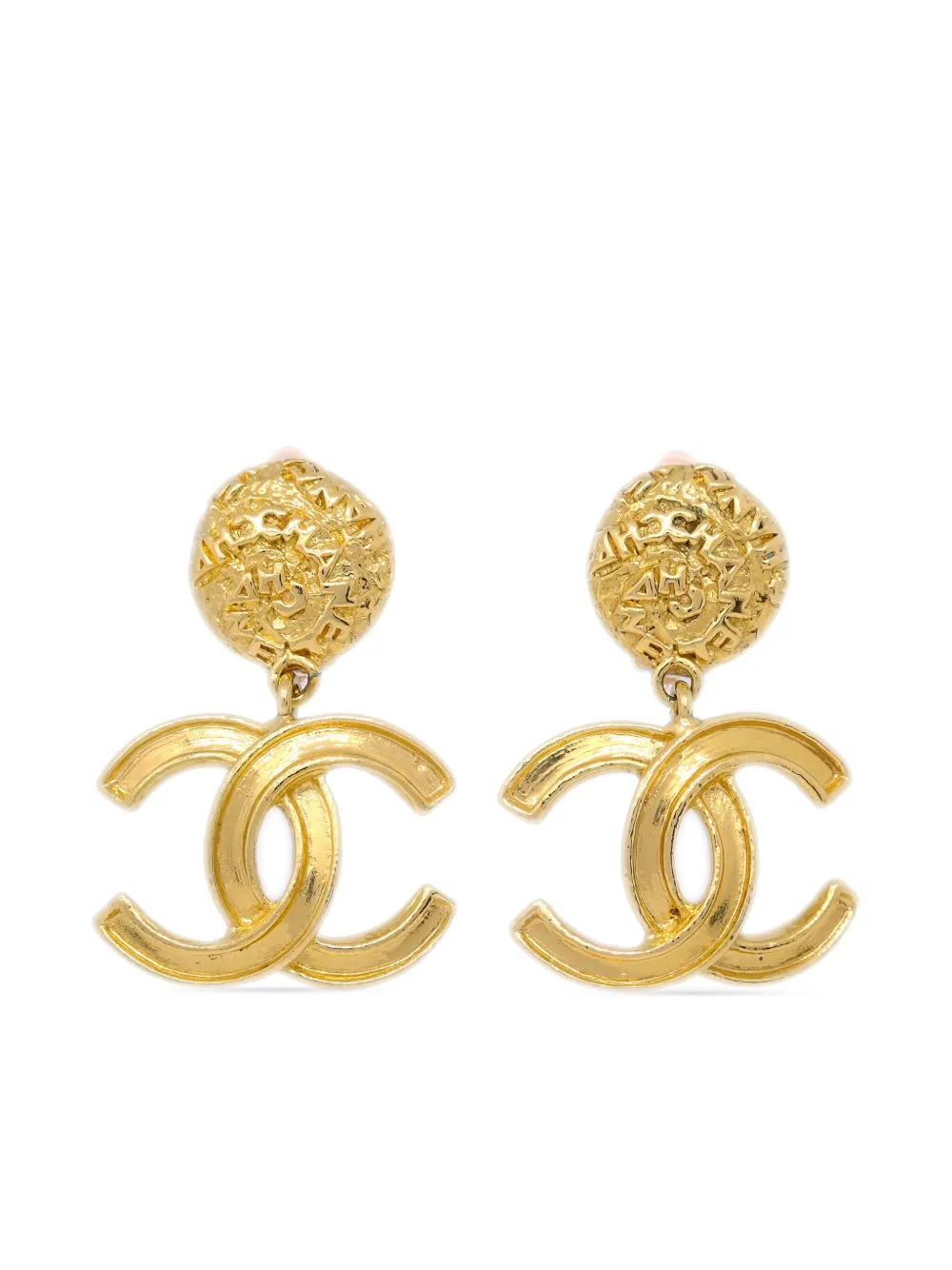 CHANEL Pre-Owned 1995 CC drop clip-on earrings | Gold | Image 1