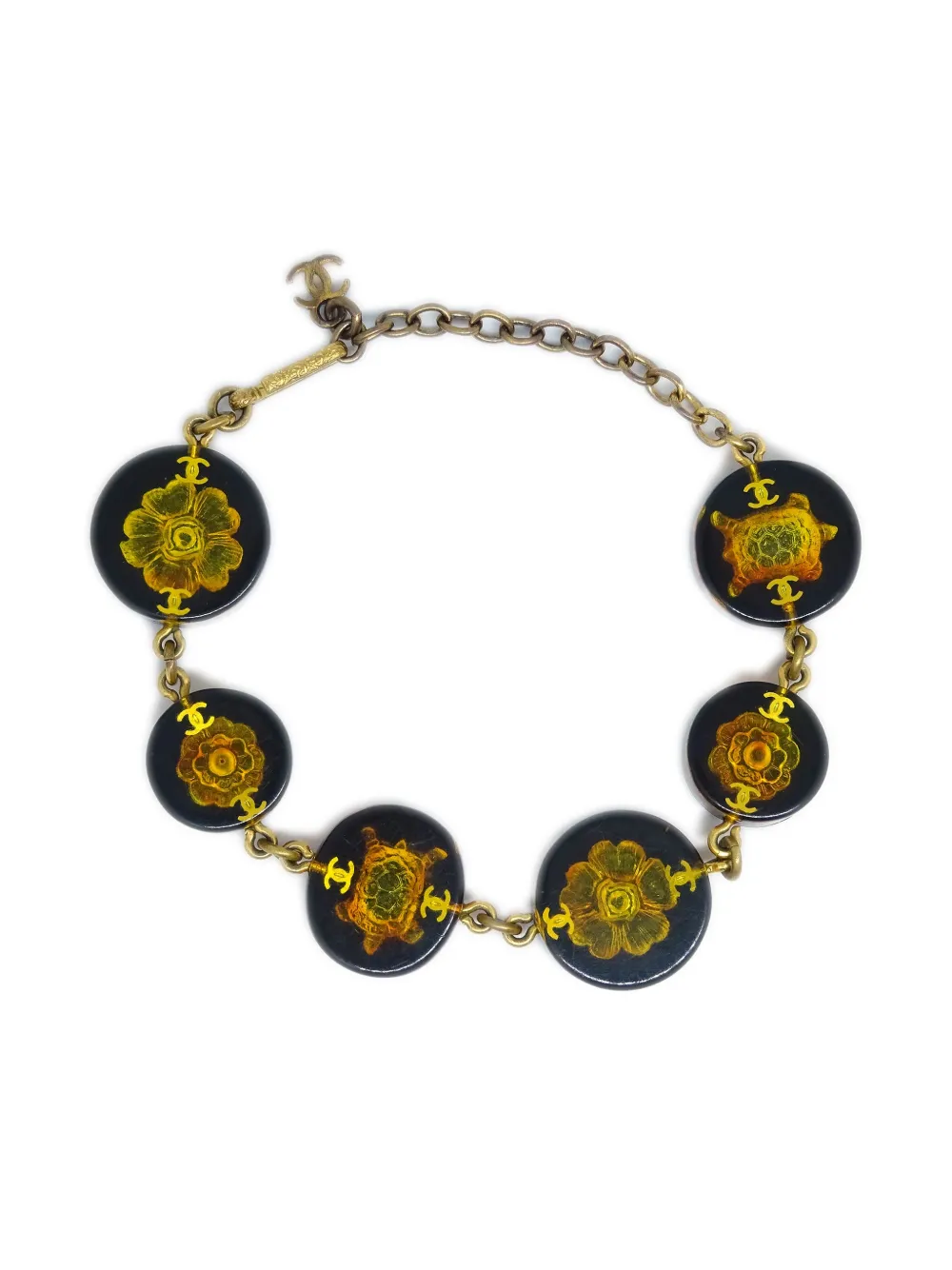 Pre-owned Chanel 1990-2000 Turtle Bead-embellished Bracelet In Gold