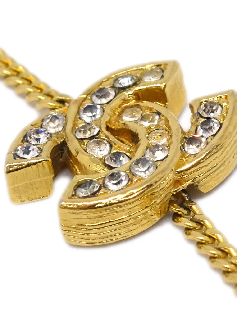 CHANEL Pre-Owned 1982 CC armband verfraaid met stras - Goud
