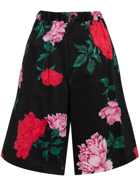 Yohji Yamamoto floral-print wide-leg shorts