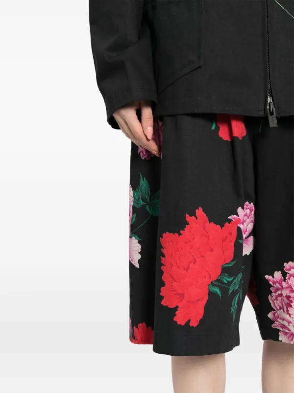 1994AW Yohji Yamamoto Femme ショートパンツ Yohji Yamamoto フローラル ワイドショートパンツ | ブラック