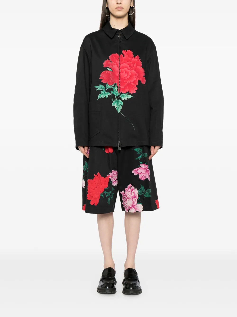 Yohji Yamamoto Jaqueta com estampa floral | Jaqueta oversized | Image 2