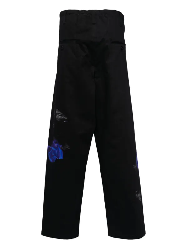 Yohji Yamamoto ローズプリント パンツ | ブラック | FARFETCH JP