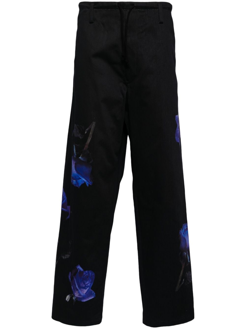 rose-print cotton trousers