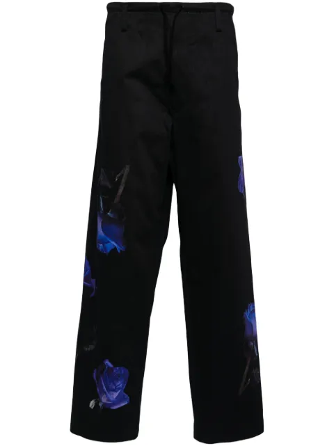 Yohji Yamamoto rose-print cotton trousers