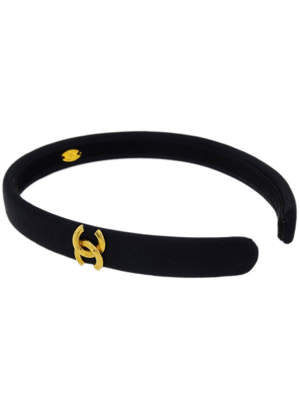 Pre-owned Chanel 1990-2000s Cc Satin Headband In Black