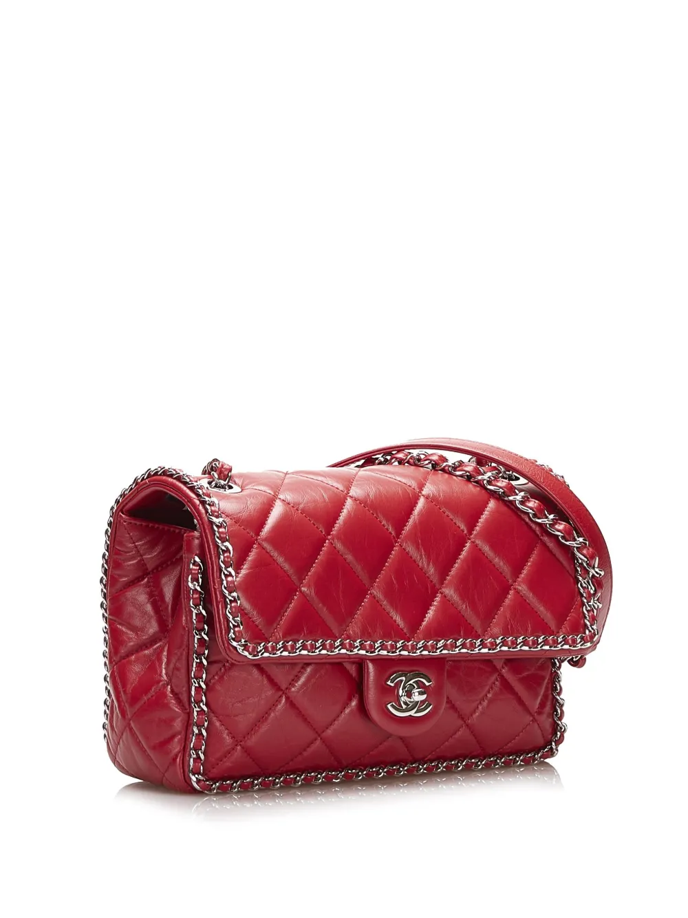 Pre-owned Chanel Running Chain Flap 单肩包（典藏款） In Red