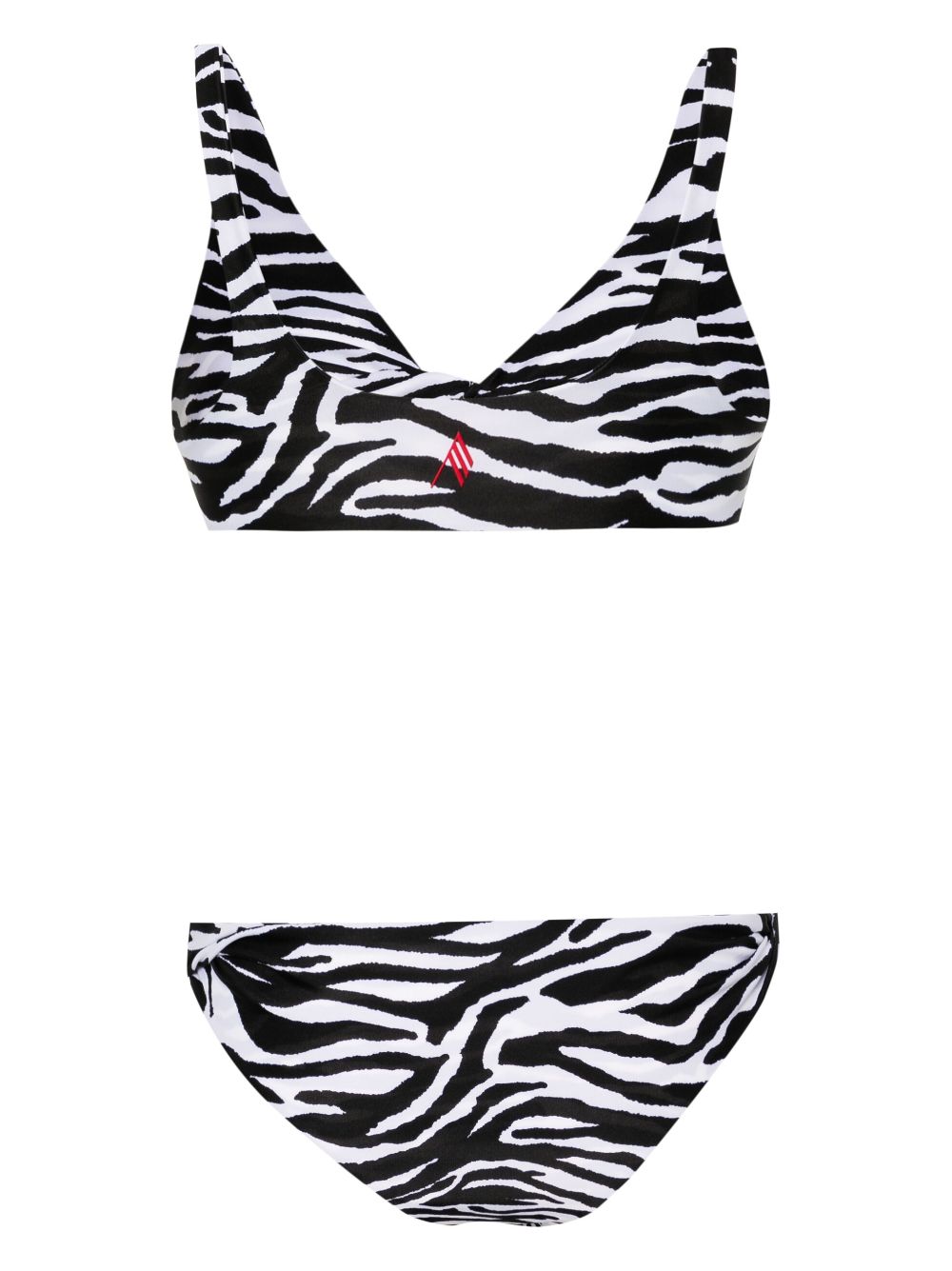 Shop Attico Twist-detailing Zebra-print Bikini In White