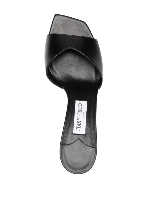 Jimmy Choo - Matty Black Leather & Silver Studs Mule, 85mm