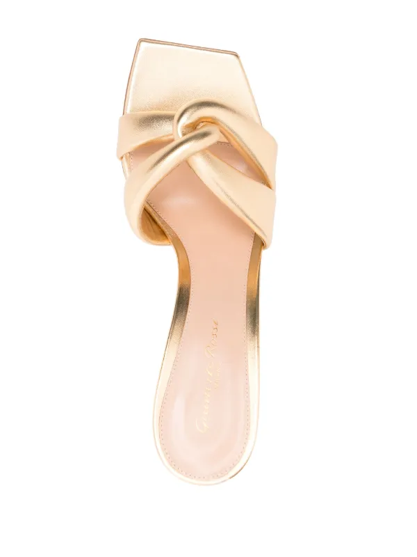 【関税・送料込】GIANVITO ROSSI Amour 85mm レザー ミュール Gianvito Rossi Amour 85mm ミュール | ゴールドトーン