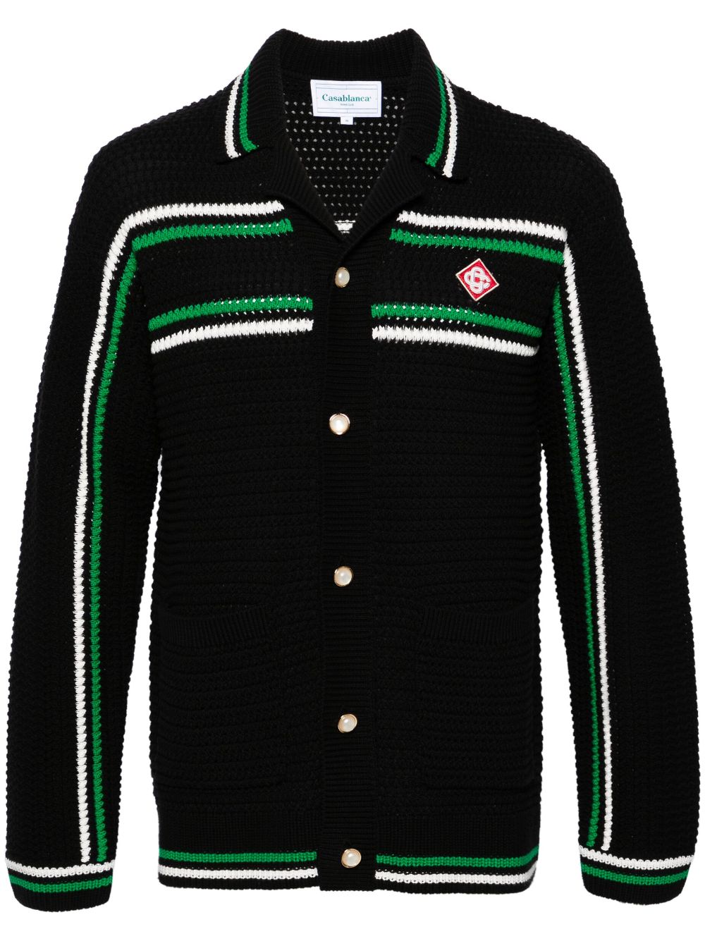 Casablanca Crochet Effect Tennis Jacket In Black