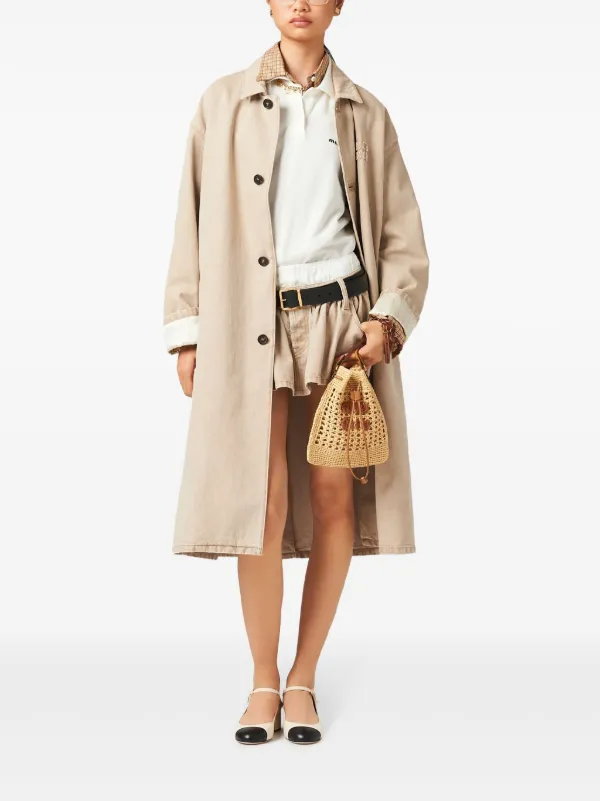 Miu Miu コットン シングルコート | ニュートラル | FARFETCH JP