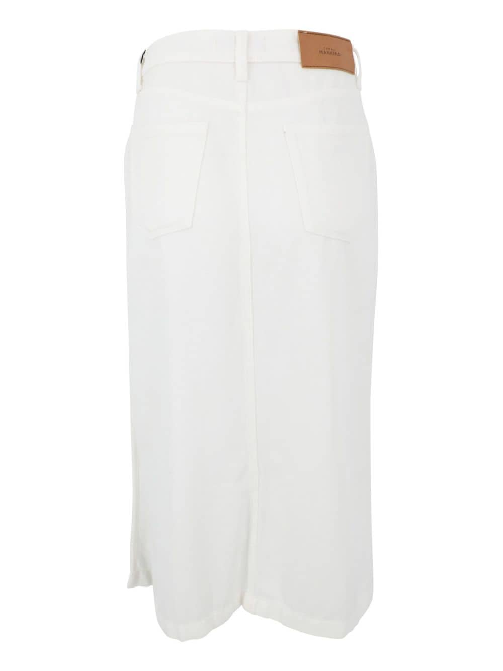 Shop 7 For All Mankind Midi Denim Skirt In White