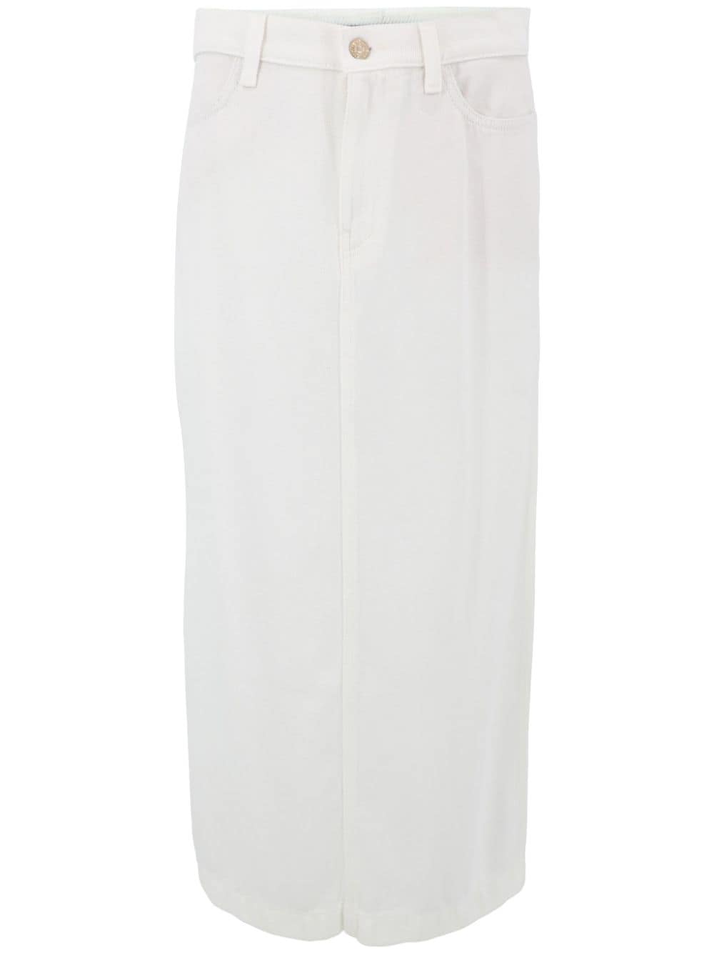 Shop 7 For All Mankind Midi Denim Skirt In White