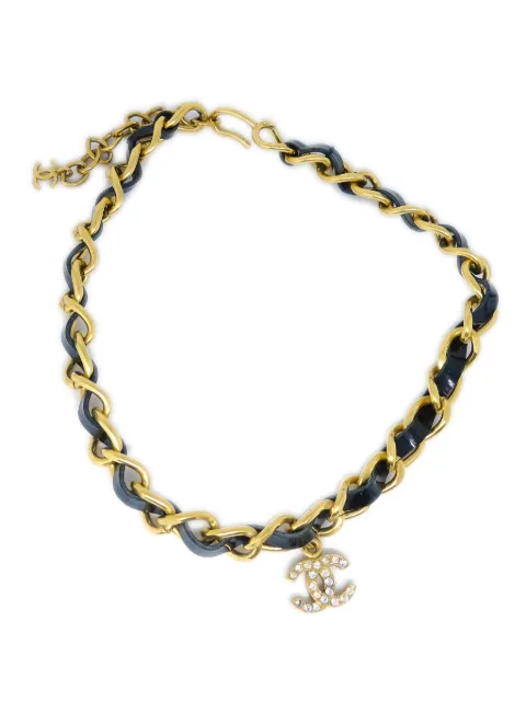 CHANEL Pre-Owned 1996 CC leather and chain-link necklace