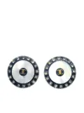 CHANEL Pre-Owned 1997 CC button clip-on earrings - White