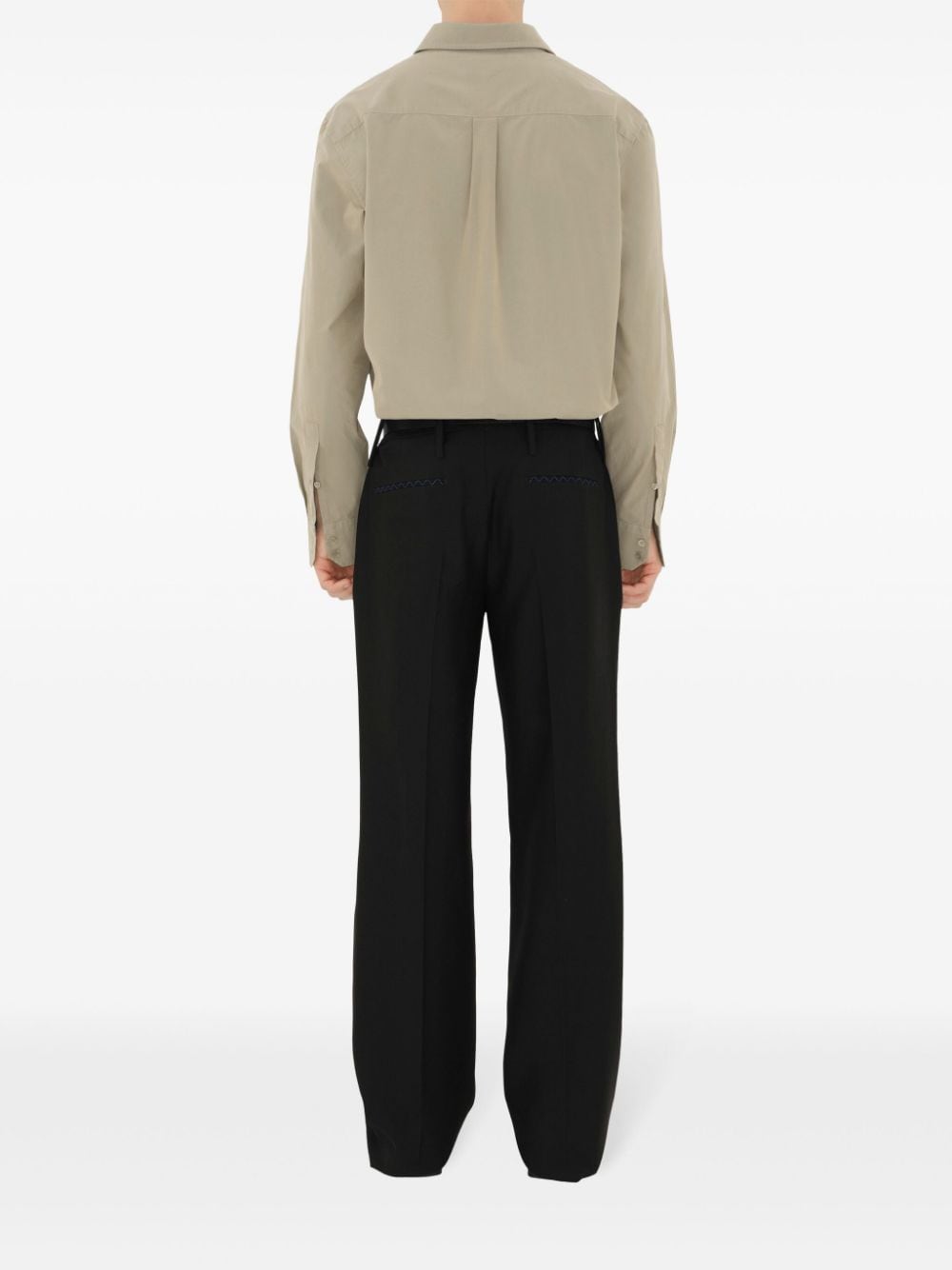 Shop Burberry Edk-embroidered Cotton Shirt In Neutrals